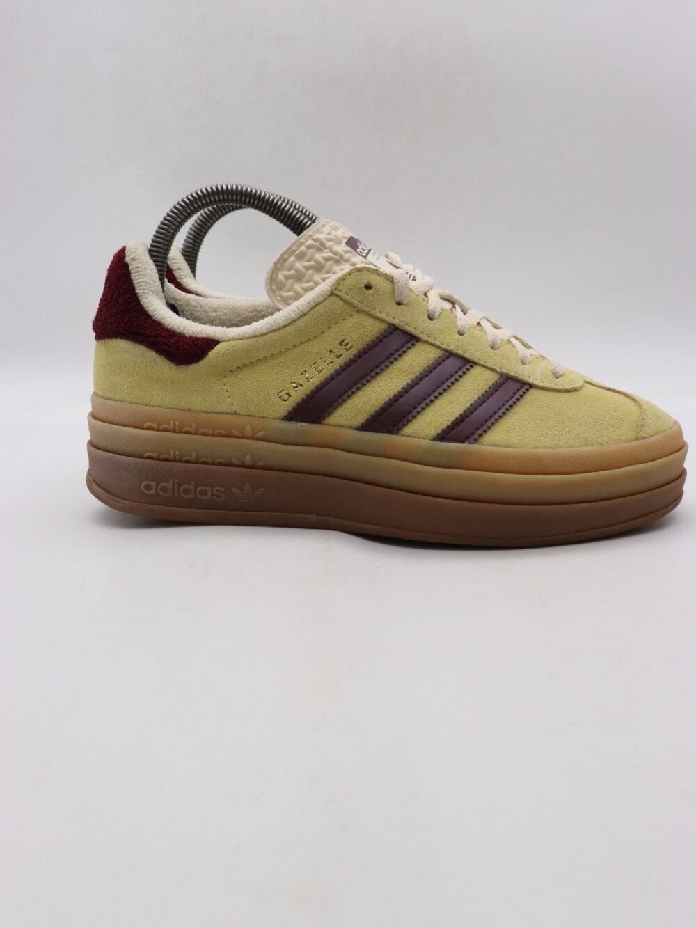 Adidas Gazelle Bold Shoes Women's 7 Yellow Maroon Suede Platform Sneakers IF5937